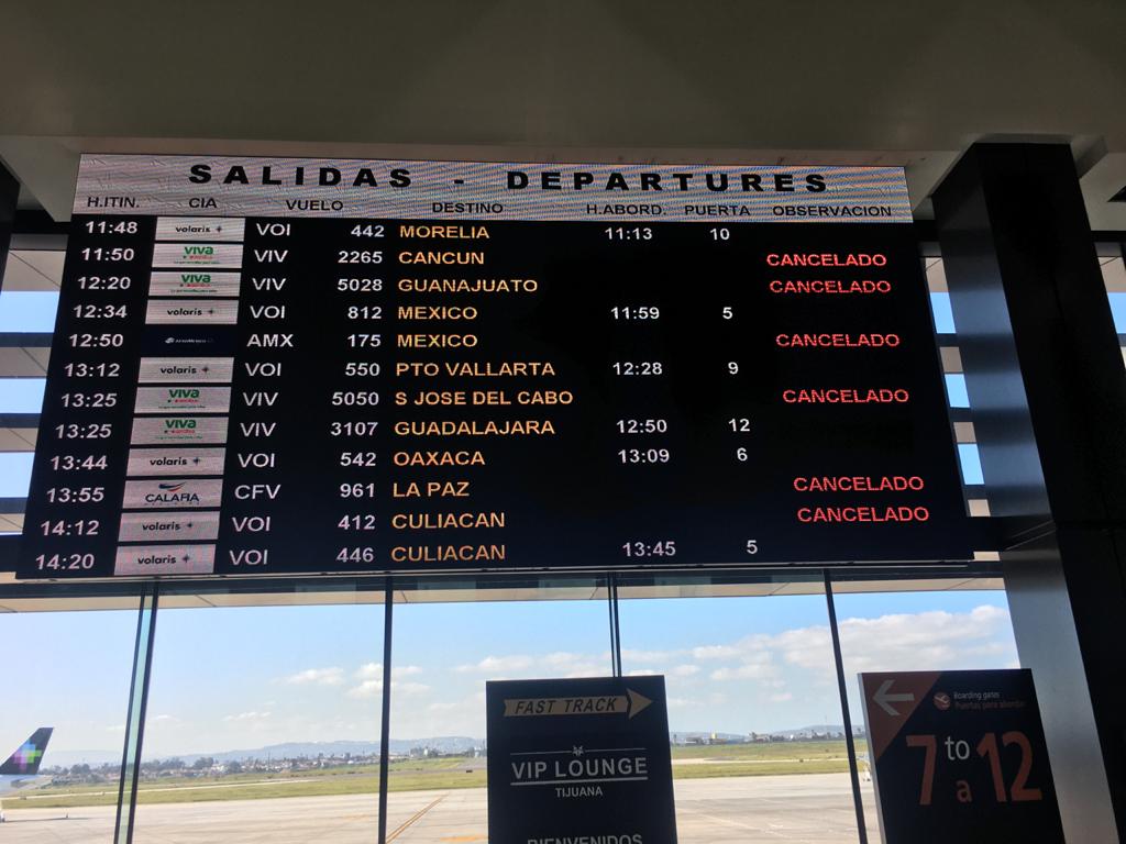 vuelos, cancelados, coronavirus, Tijuana, frontera
